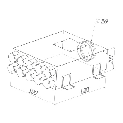 Присоединительная коробка Provent KV 160/75×10 на 10 выходов
