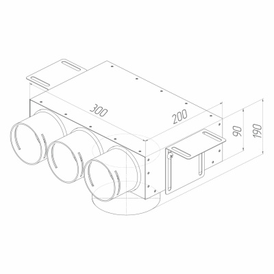 Присоединительная коробка потолочная Provent VPS 125/75×3 на 3 выхода, круглая