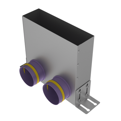 Присоединительная коробка Provent VPU 300×90/90×2 на 2 выхода, угловая прямоугольная
