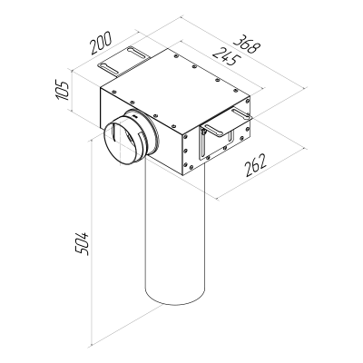 Присоединительная коробка потолочная Provent VPSL 125/90×1 на 1 выхода (L=400 мм), круглая