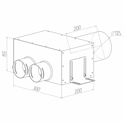 Присоединительная коробка Provent VPD 125/75×2 на 2 выхода, прямая круглая