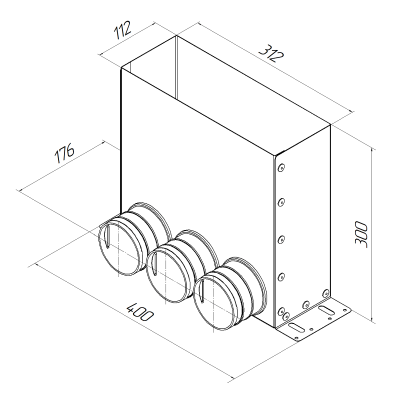 Присоединительная коробка напольная Provent VPF 300×100/75×3 на 3 выхода