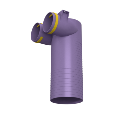 Присоединительная коробка Provent VPP 125/75×2 на 2 выхода, угловая круглая